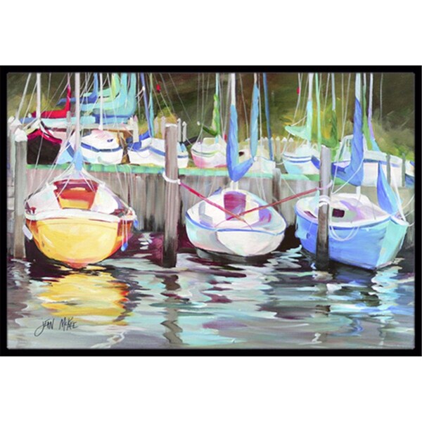 Carolines Treasures Yellow Boat Sailboat Indoor and Outdoor Mat- 24 x 36 in. JMK1084JMAT - main